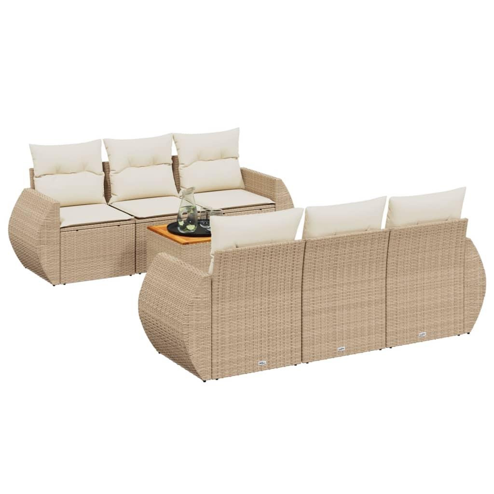 Voir la diapositive 2 : VIDAXL Salon de jardin avec coussins 7 pcs beige resine tressee