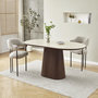 Voir la diapositive 2 : Habitat et Jardin Table à manger ovale en pierre et bois  Portofino  - 8 places - Travertin et marron