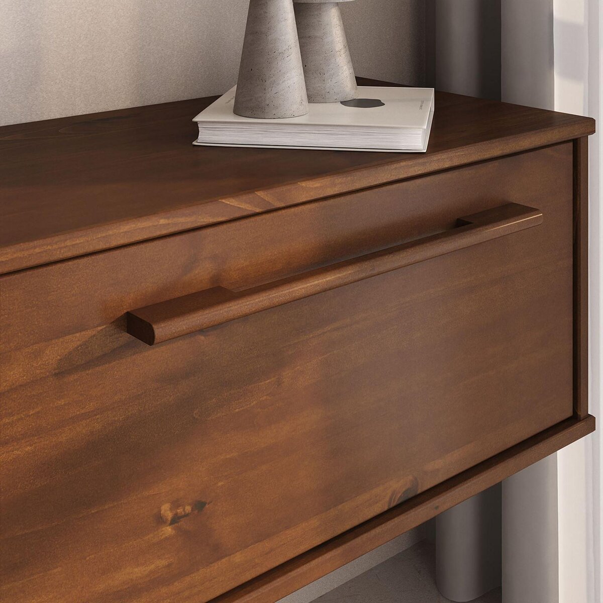 IDIMEX Meuble TV suspendu TECCA L 180 cm 3 portes en bois massif