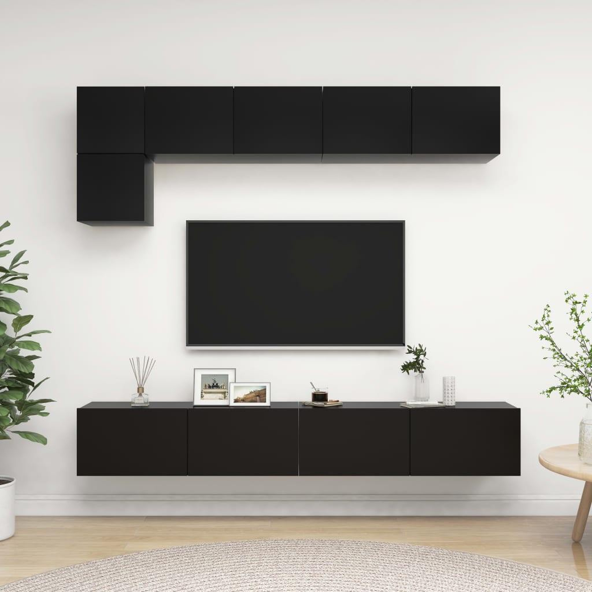Voir la diapositive 1 : VIDAXL Ensemble de meuble TV 5 pcs Noir Bois d'ingenierie