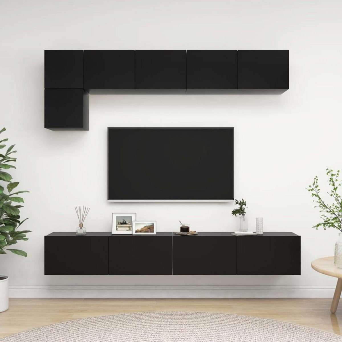 VIDAXL Ensemble de meuble TV 5 pcs Noir Bois d'ingenierie