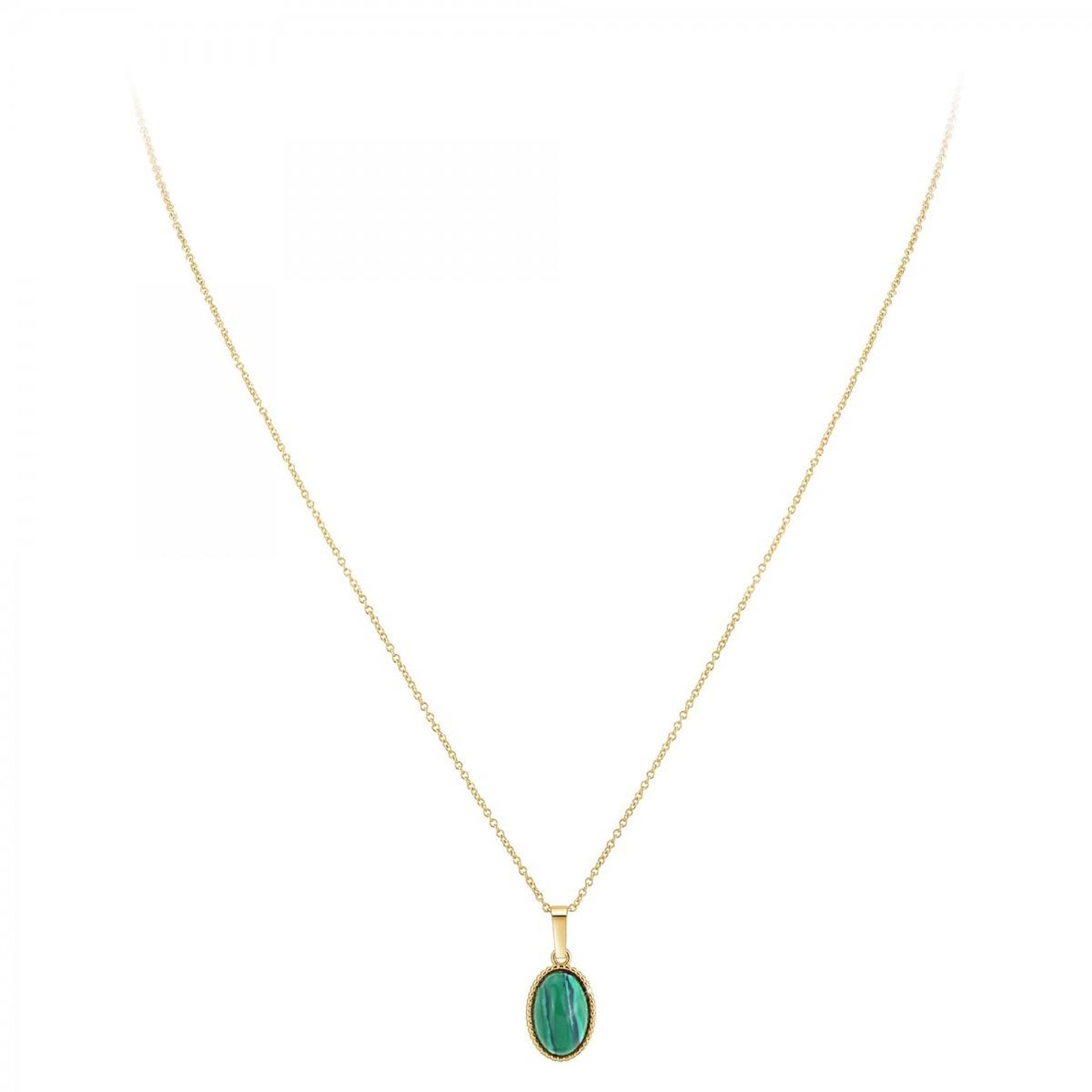 Voir la diapositive 3 : SC BOHEME Collier SC Bohème orné d'une malachite en Métal rhodié Finement doré