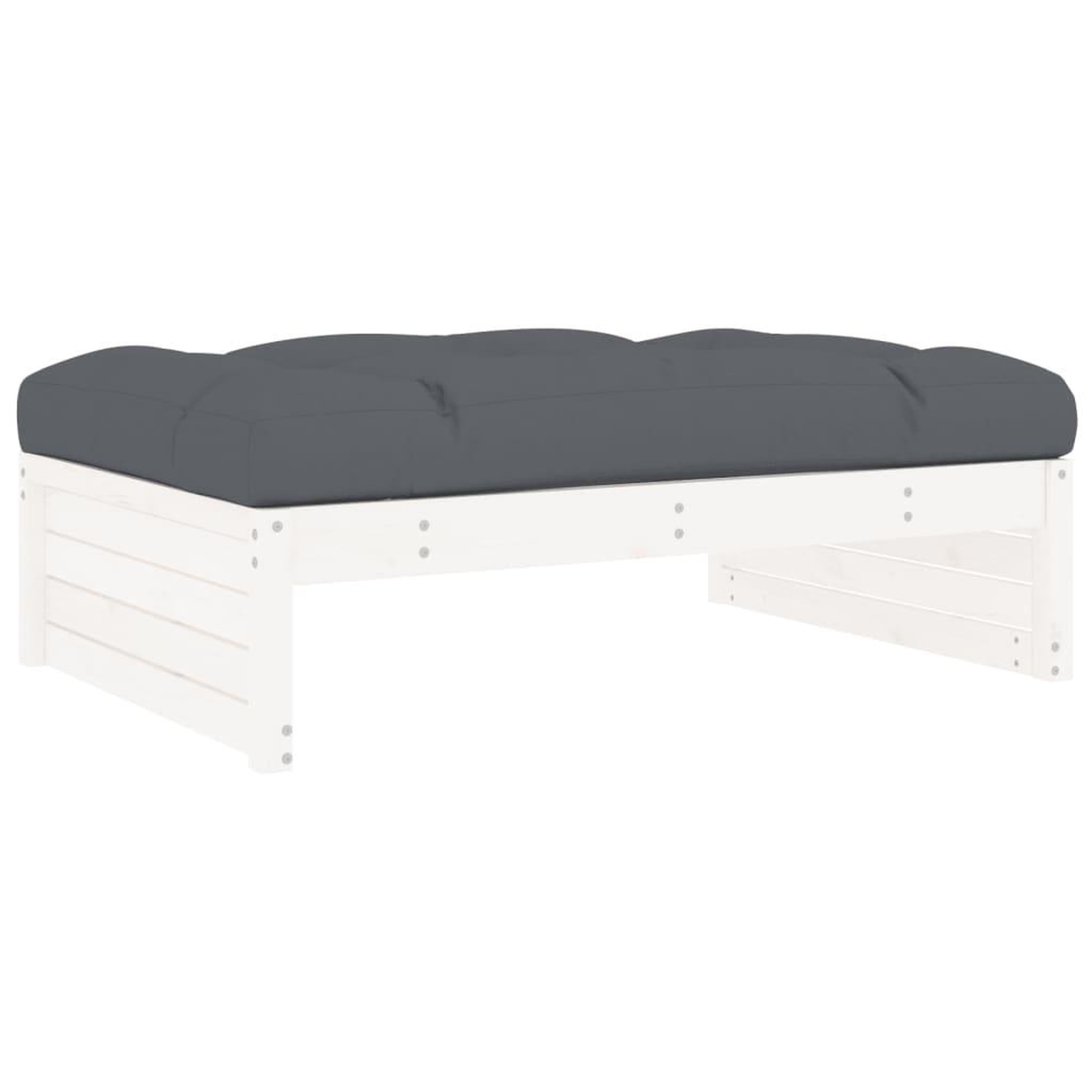 Voir la diapositive 5 : VIDAXL Salon de jardin 4 pcs avec coussins blanc bois massif