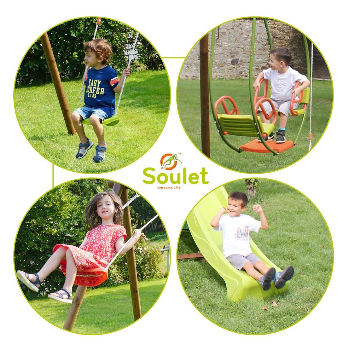 Soulet Portique balançoire avec toboggan - Bois - H2,20m - NARCISSE