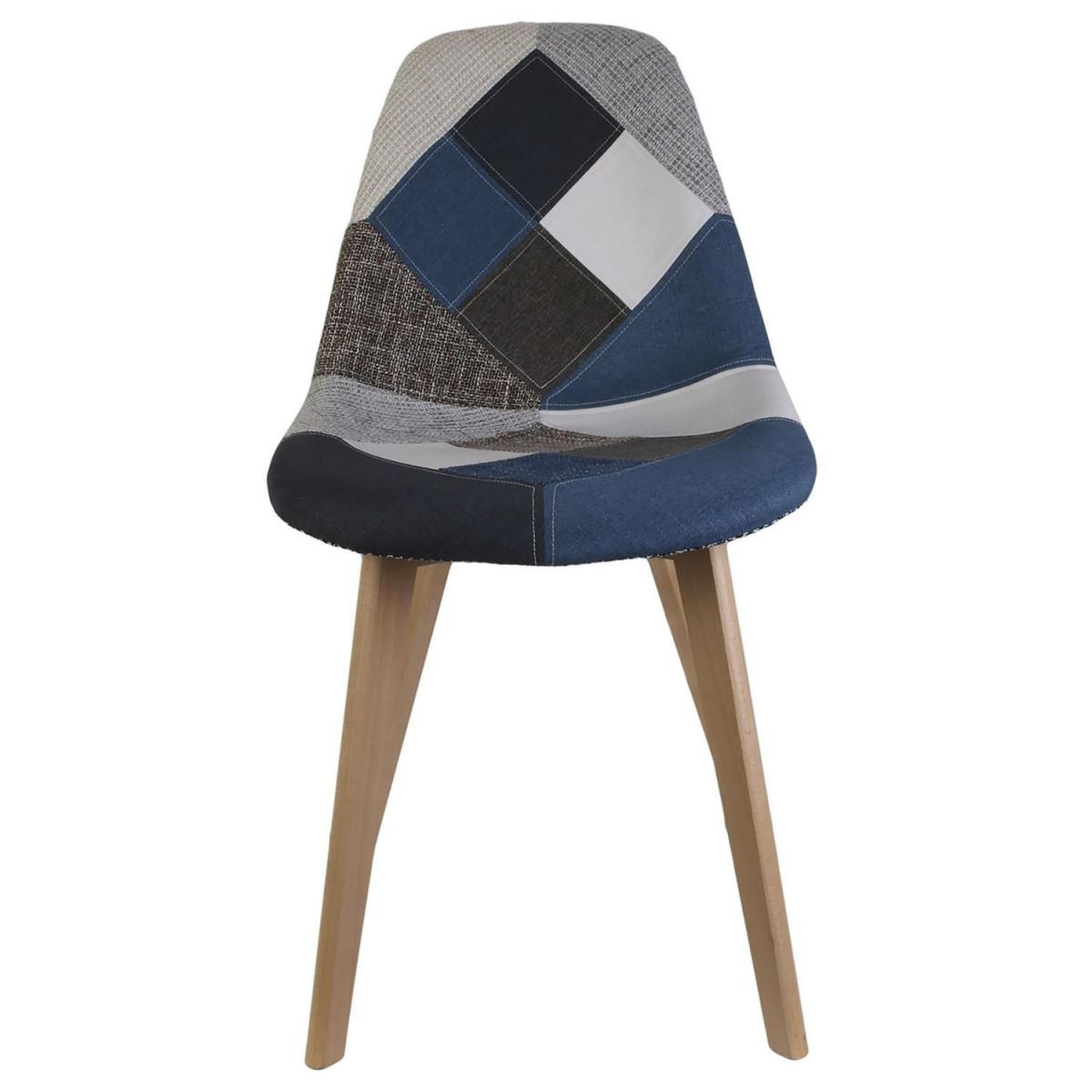 Voir la diapositive 3 : The Home Deco Factory Lot de 4 chaises patchwork  colmar  85cm bleu