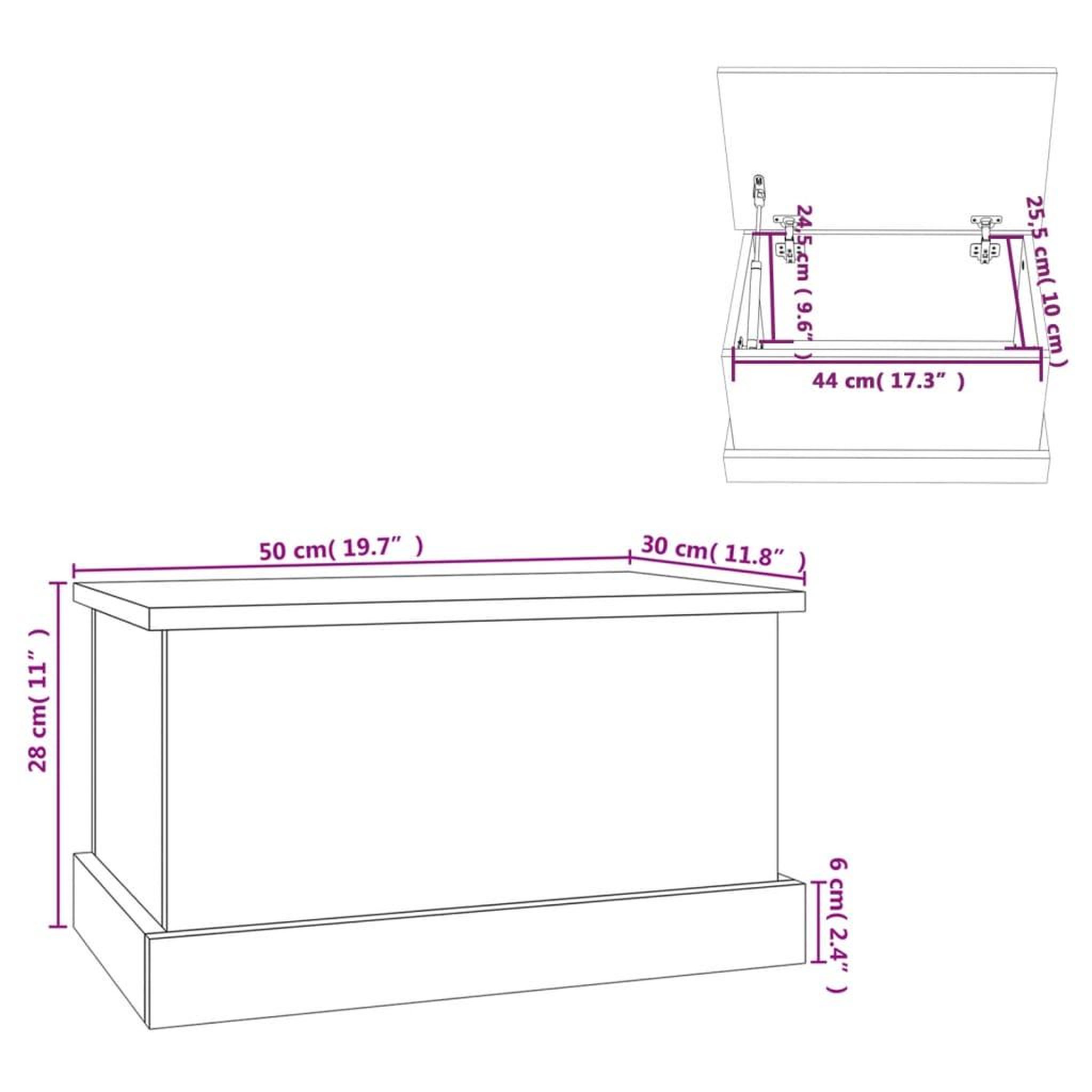 Voir la diapositive 6 : VIDAXL Boîte de rangement chene fume 50x30x28 cm bois d'ingenierie