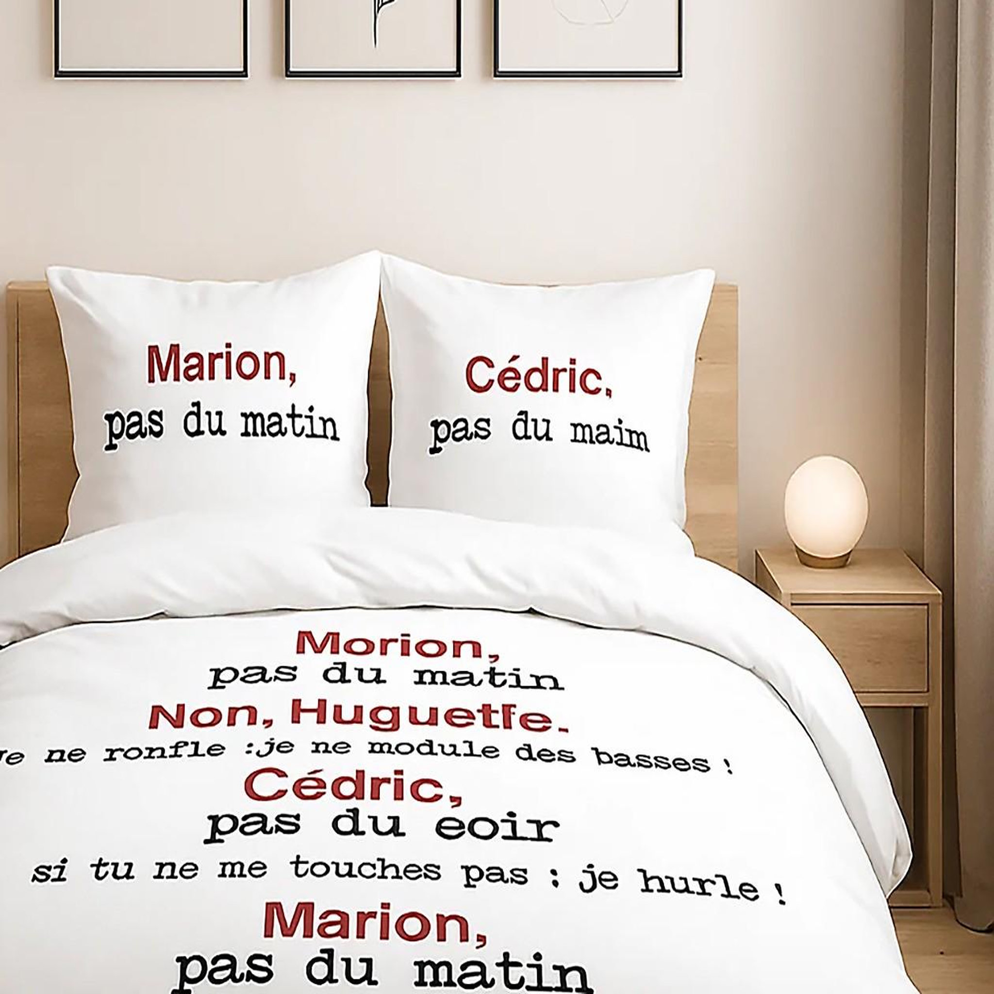 Voir la diapositive 3 : Home collection Parure housse de couette 100%coton 240x220cm scene de menage