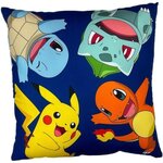 Pokemon Coussin double face - Carré - POKEMON - Poké-Ball et Starter - Microfibre - 40 x 40 cm