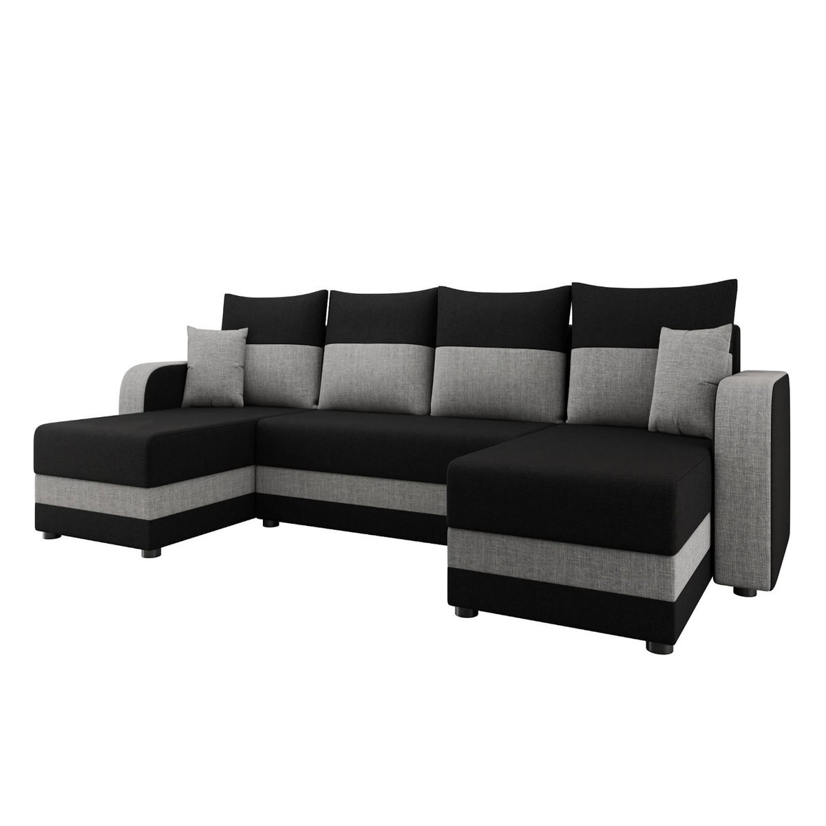 BEST MOBILIER Harvey - canapé panoramique en u 7 places convertible avec coffre en tissu bicolore