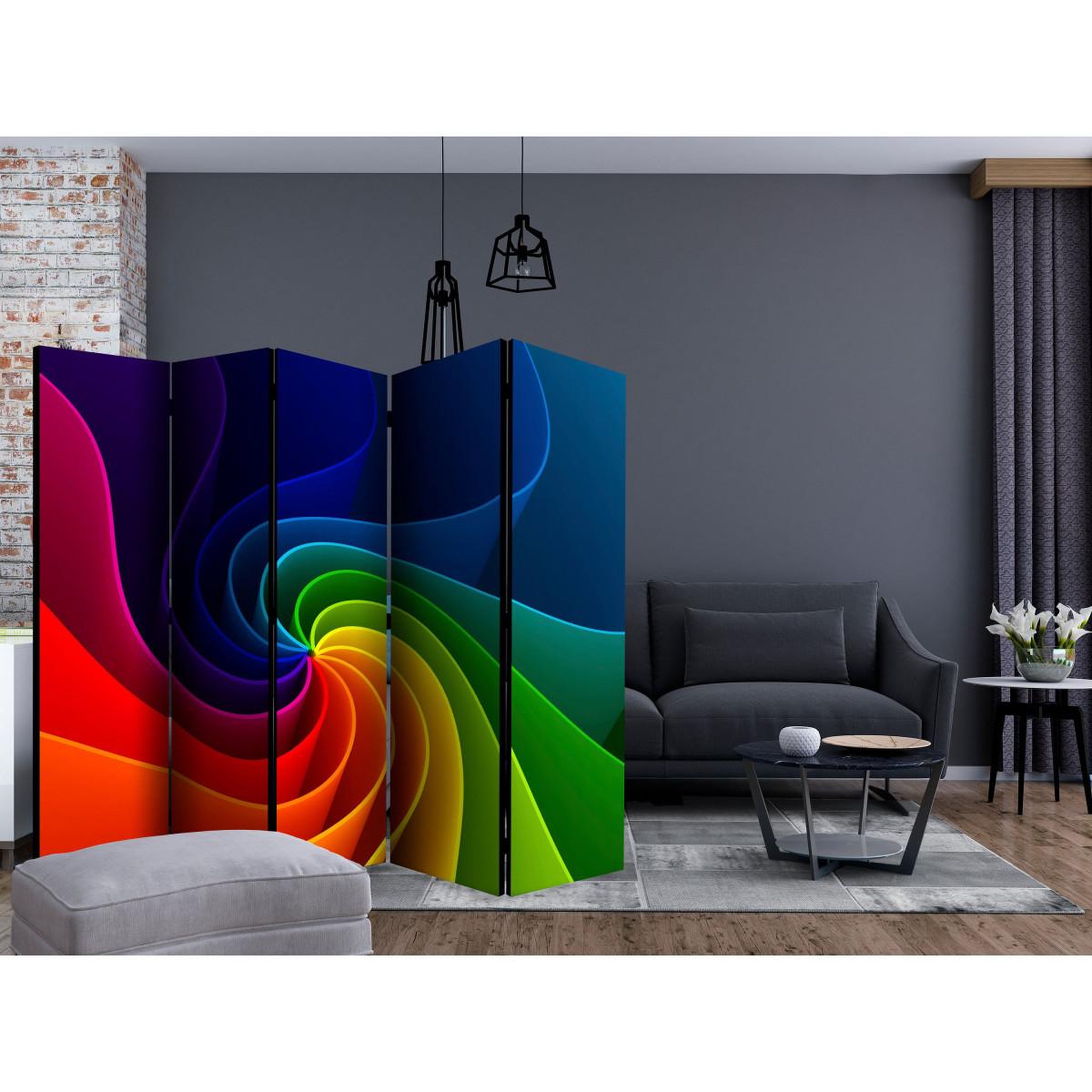 Voir la diapositive 2 : Paris Prix Paravent 5 volets  colorful pinwheel  172x225cm