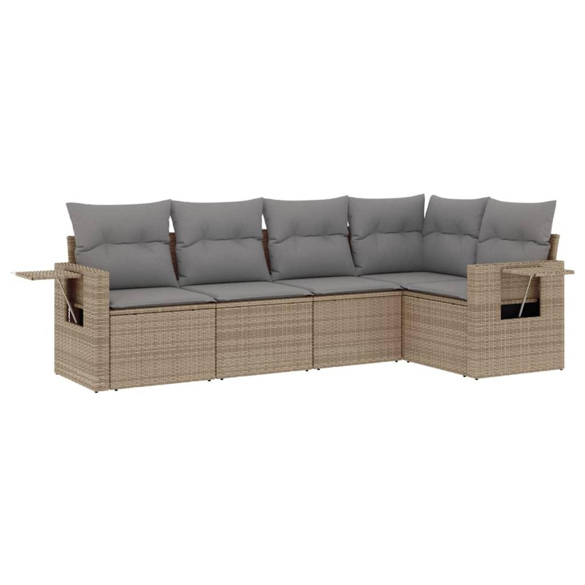 Voir la diapositive 2 : VIDAXL Salon de jardin avec coussins 5 pcs beige resine tressee