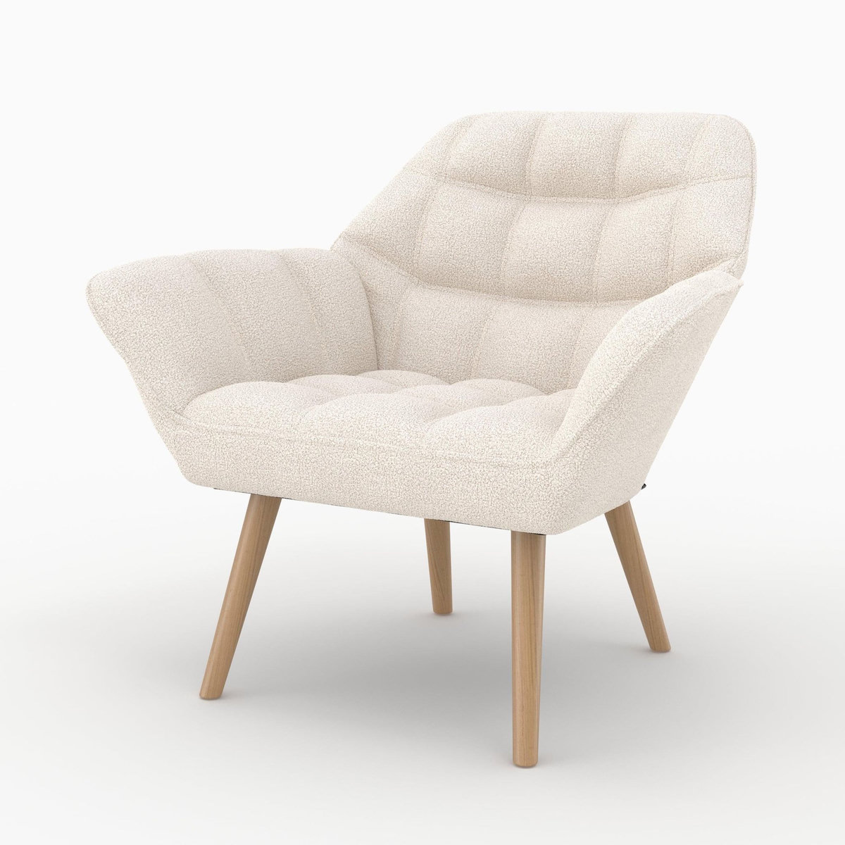 Rendez vous déco Fauteuil en tissu bouclé blanc-Simba