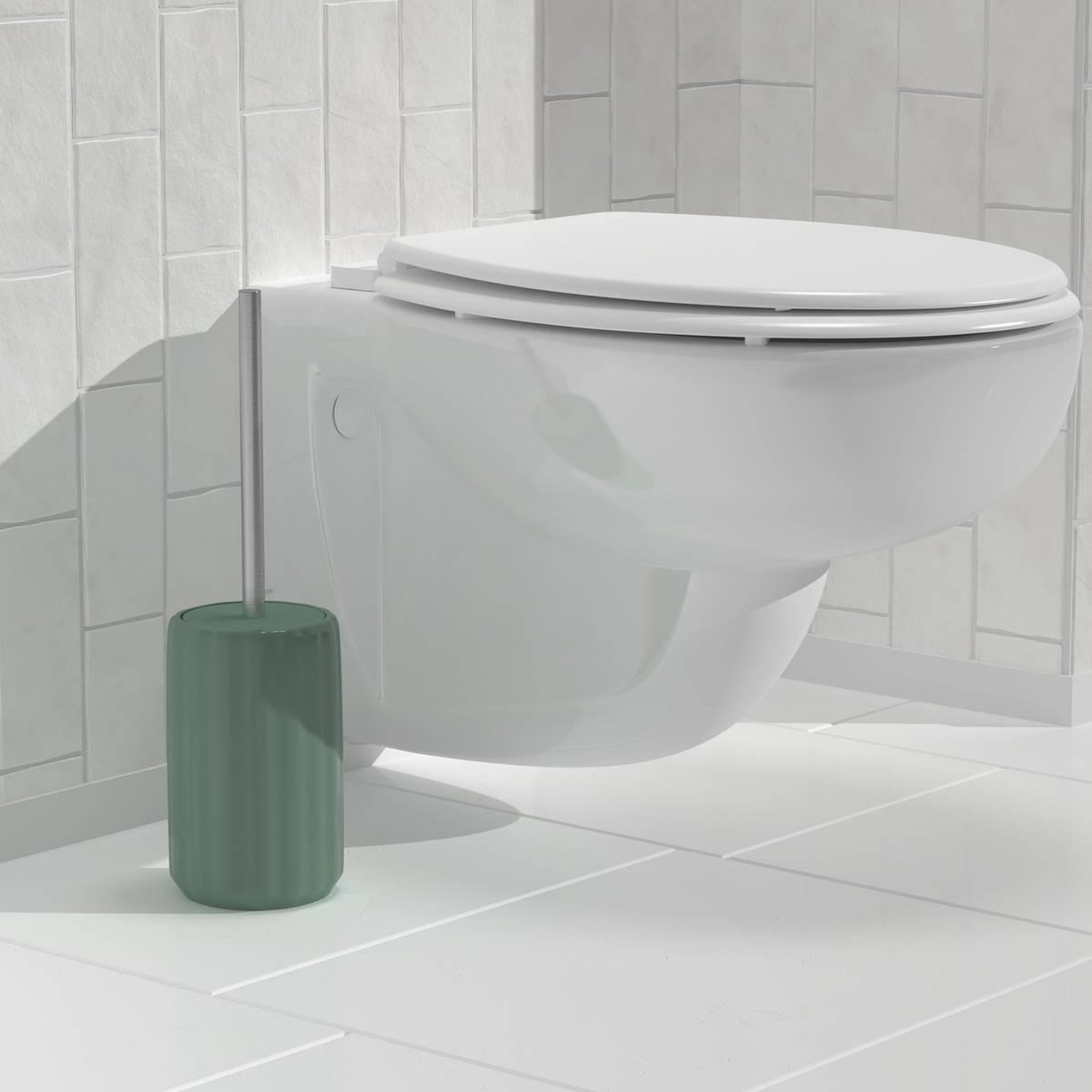 Voir la diapositive 4 : FIVE Brosse wc en grès  suny colorama  40cm vert ficus