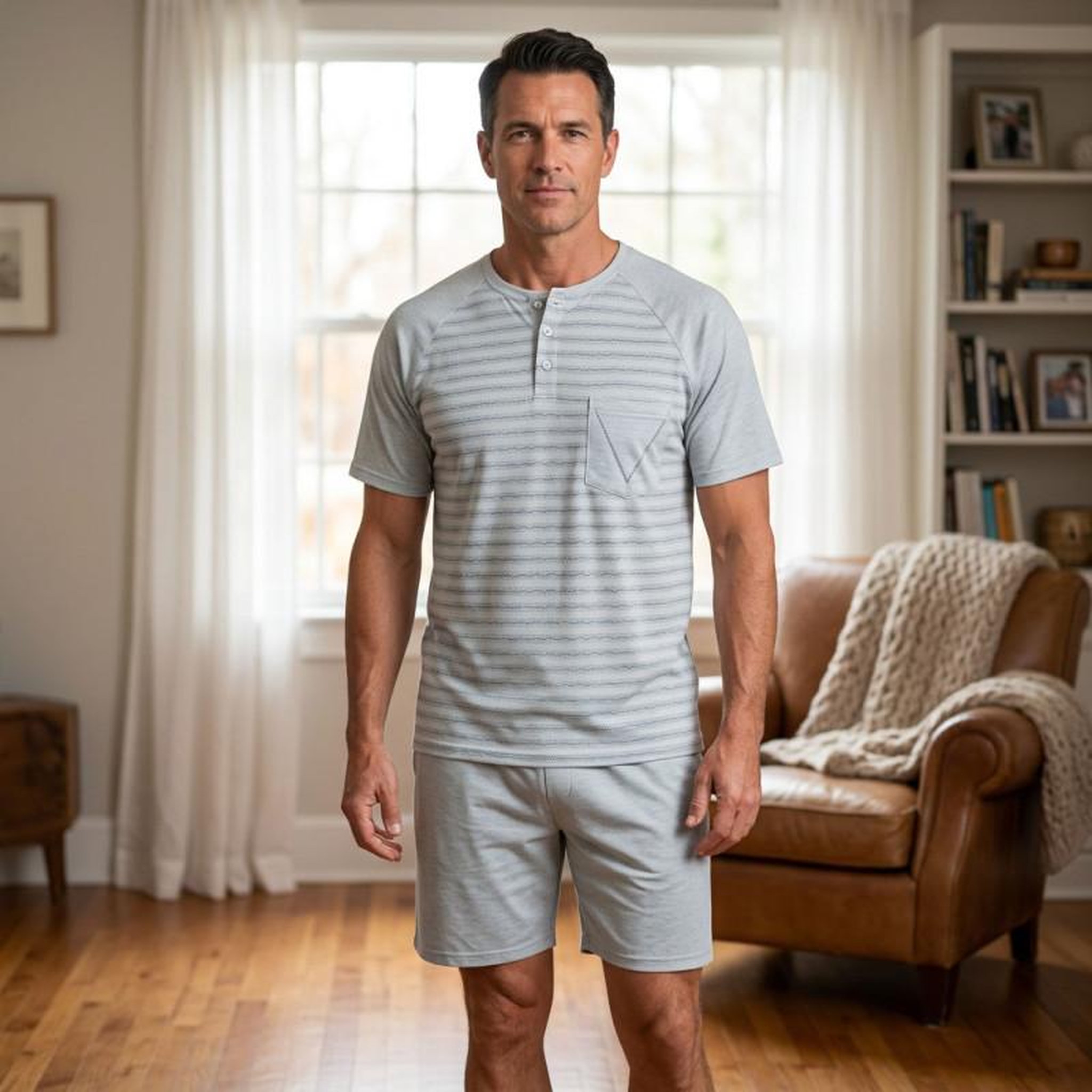 Voir la diapositive 2 : OZABI OZABI Ensemble Pyjama Pyjama Court Homme Coton