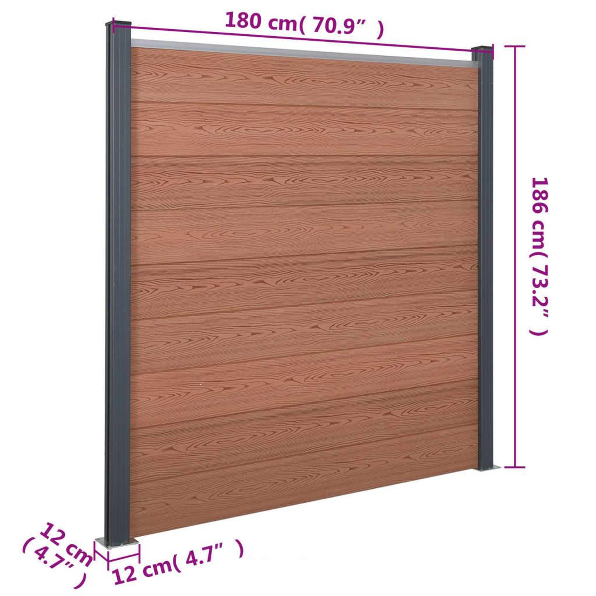 Voir la diapositive 6 : VIDAXL Ensemble de panneaux de cloture marron 180x186 cm WPC