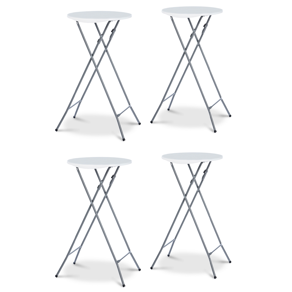 ID MARKET Lot de 4 tables hautes pliantes 105 CM et 4 housses noires