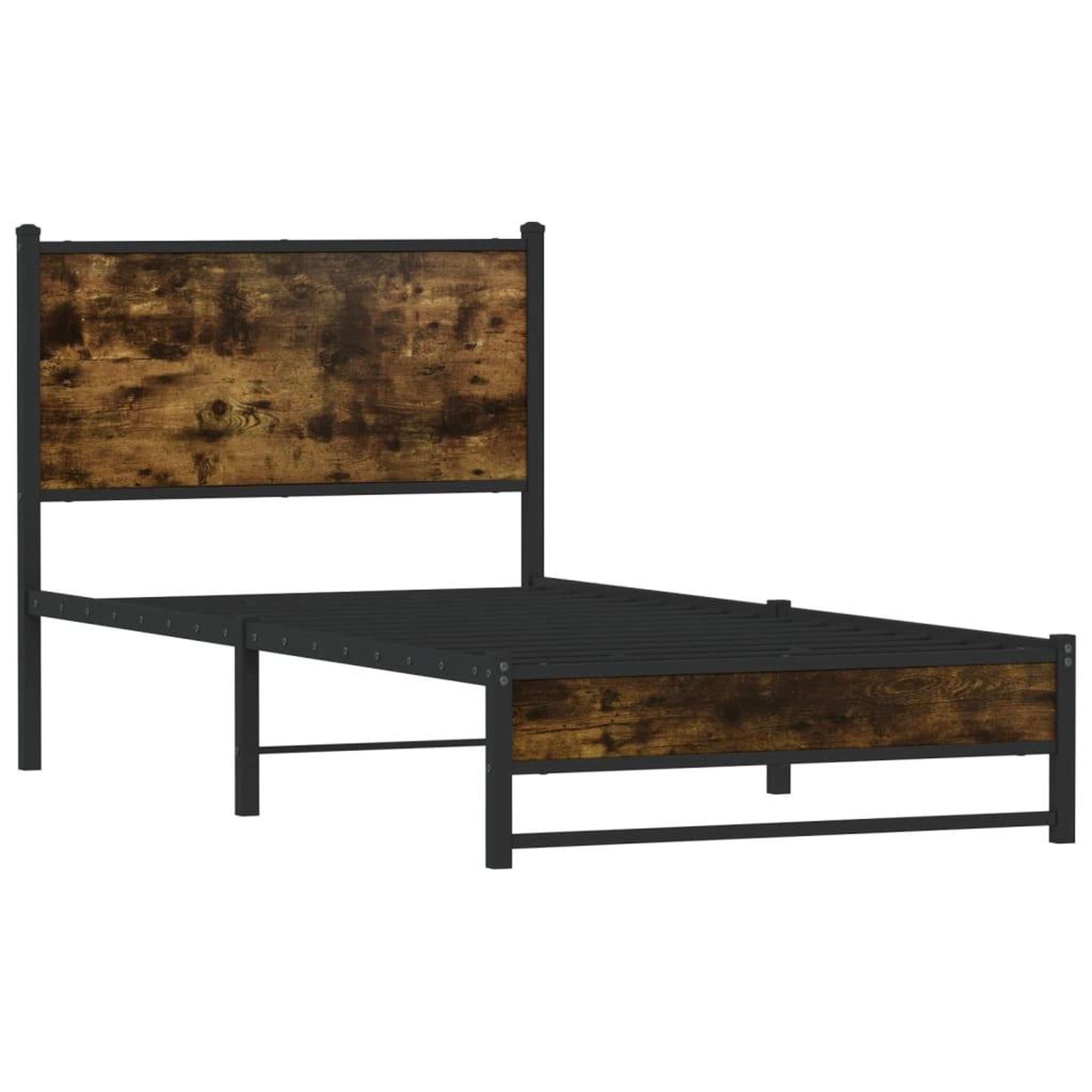 Voir la diapositive 3 : VIDAXL Cadre de lit en metal sans matelas chene fume 90x200 cm