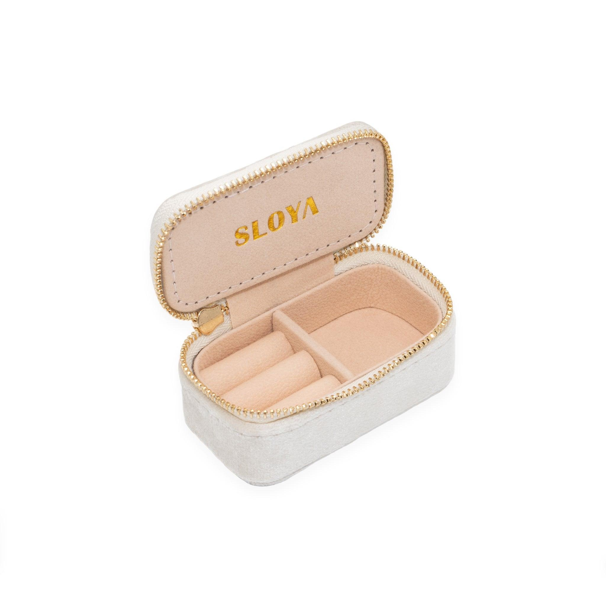 Voir la diapositive 1 : SLOYA Mini boîte à bijoux velours blanc coton