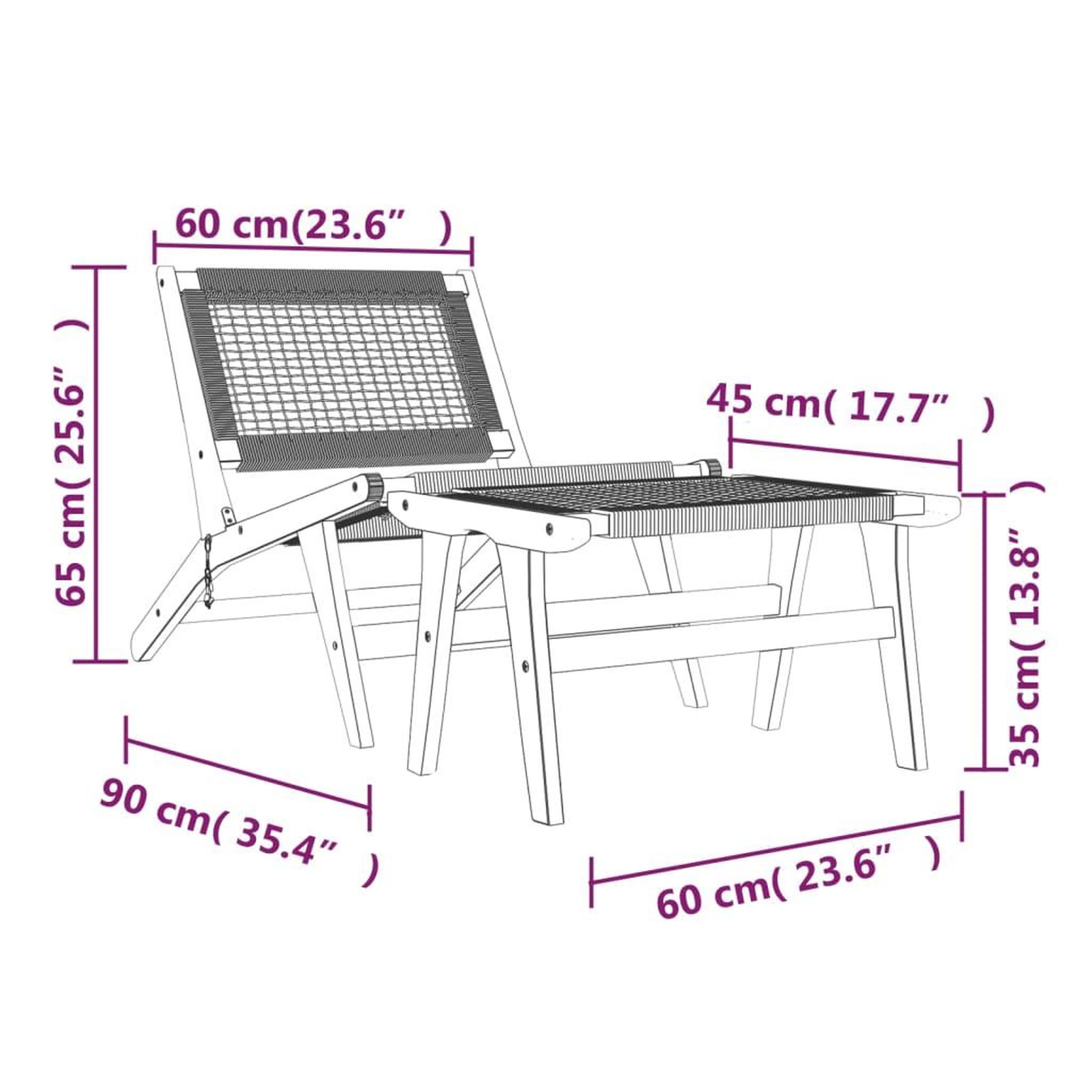 Voir la diapositive 6 : VIDAXL Chaise de jardin et repose-pieds Bois teck solide et polyester