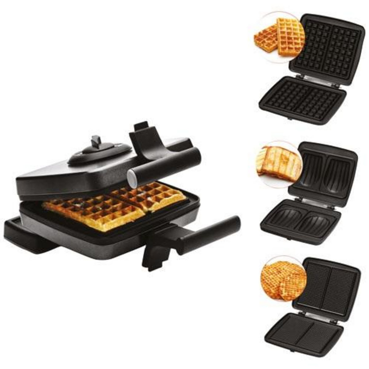 FRIFRI Croque-gaufre gaufrette 3 plaques 1200w noir - FRI022824512BLP