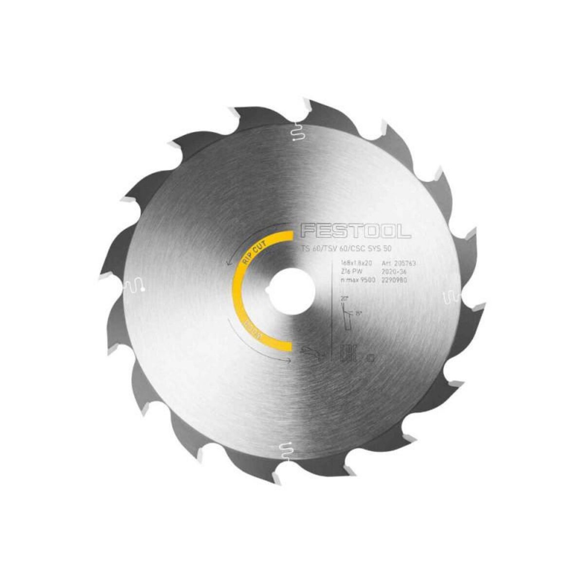FESTOOL Lame de scie circulaire WOOD RIP CUT HW 168x1,8x20 PW16 FESTOOL 205763