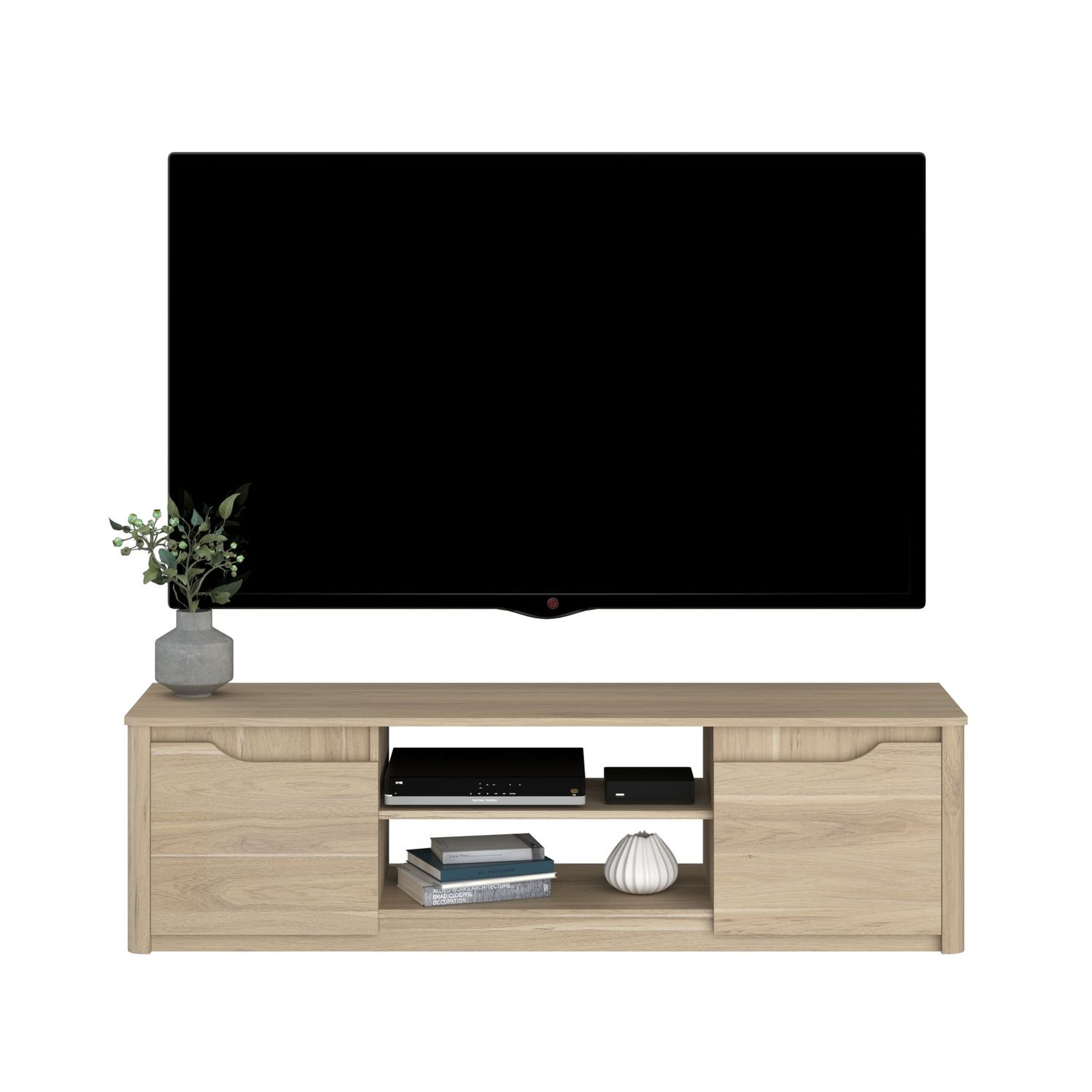 Voir la diapositive 6 : Meuble TV 2 portes 2 niches L150 cm MARGOT
