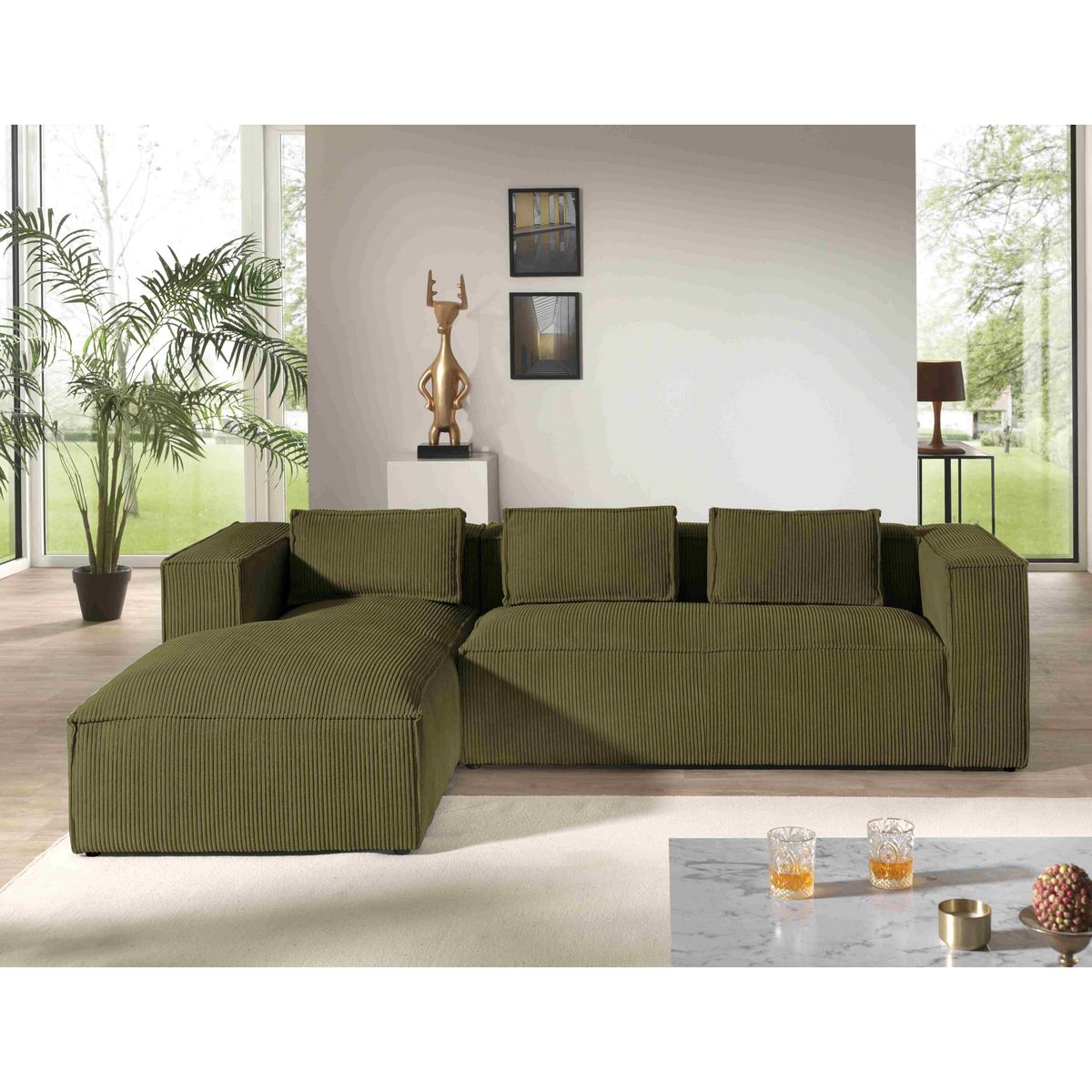 LISA DESIGN Stella - canapé d'angle - en velours côtelé - 4 places -style contemporain - gauche