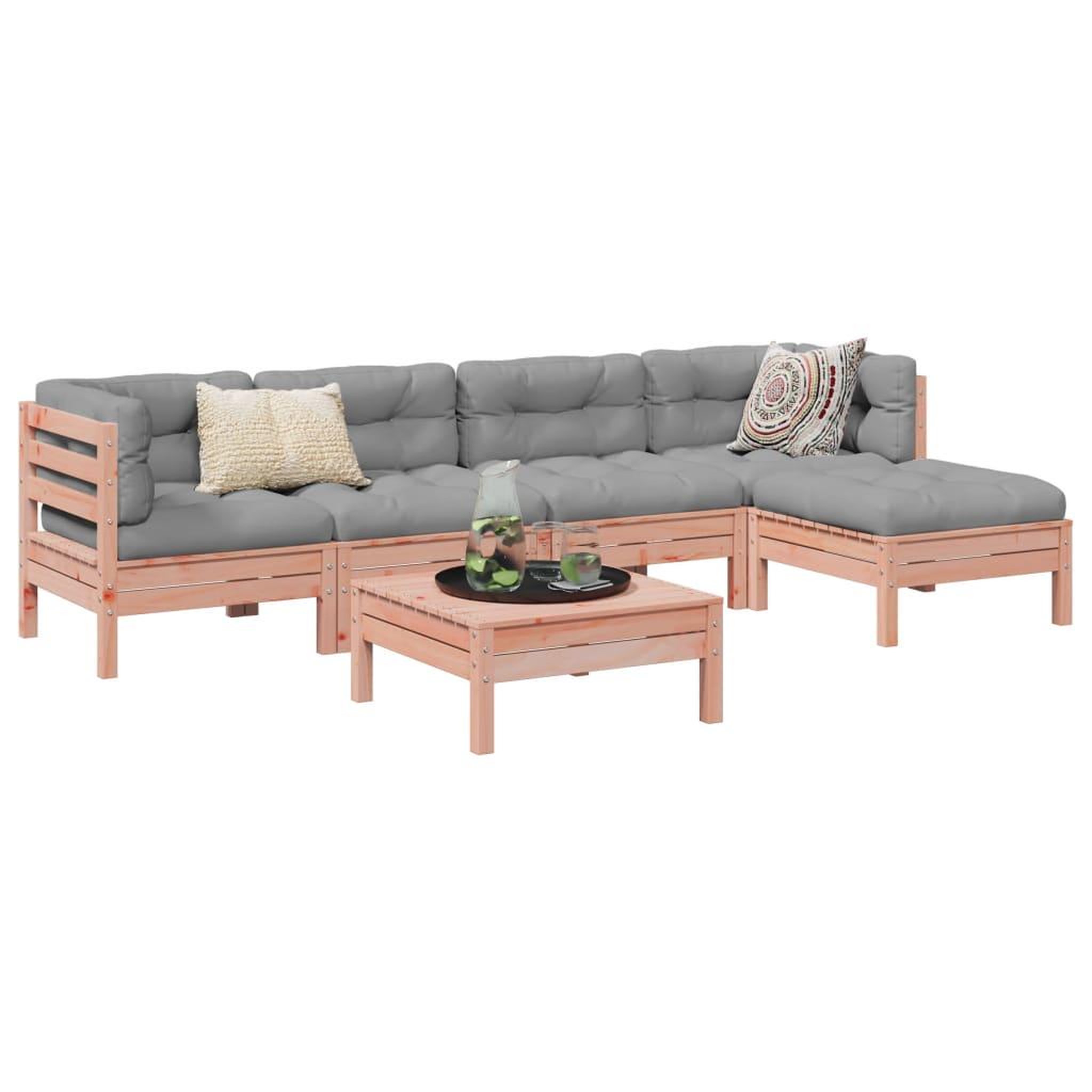 VIDAXL Salon de jardin 6 pcs et coussins bois massif sapin de douglas