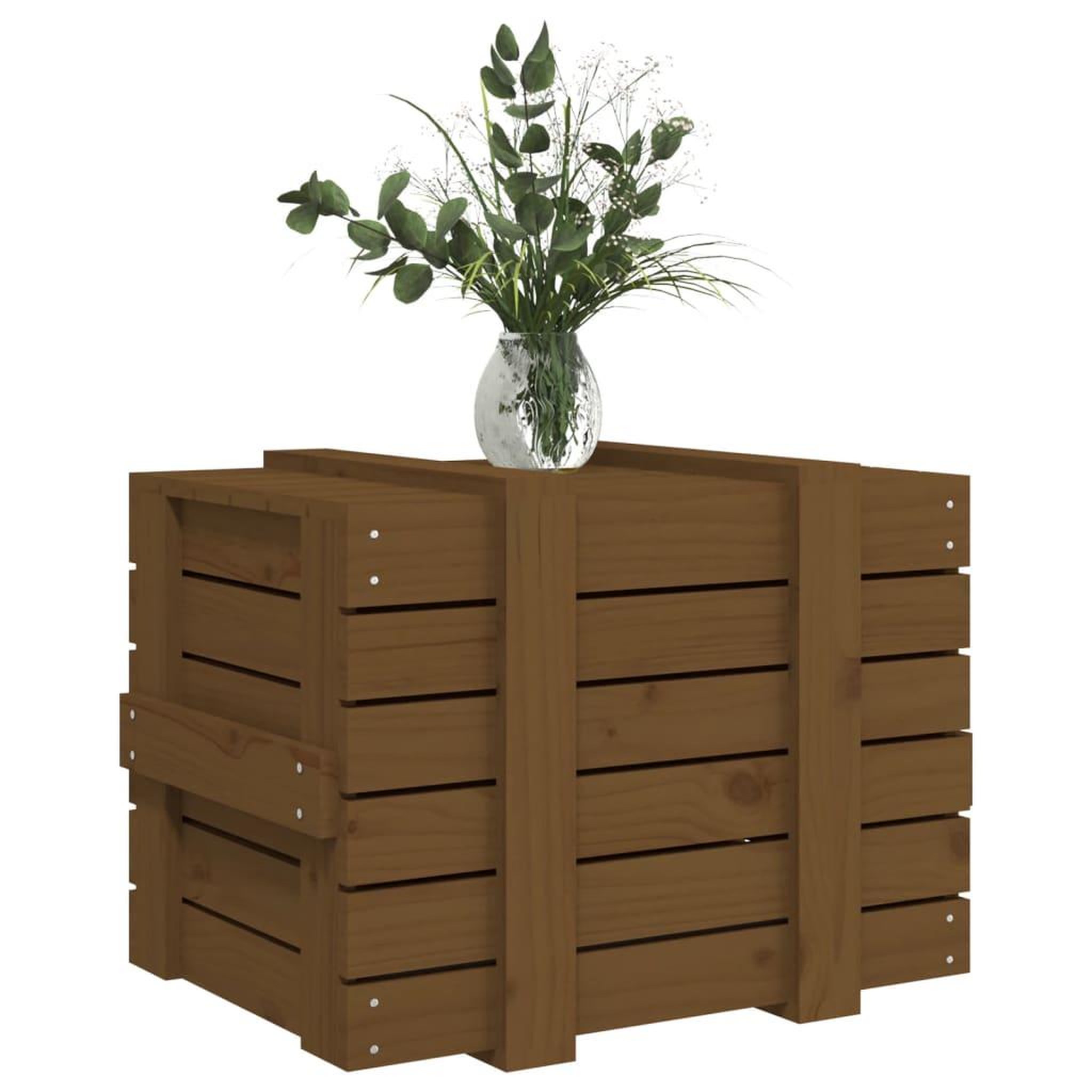 Voir la diapositive 4 : VIDAXL Boîte de rangement Marron miel 58x40,5x42 cm Bois massif pin