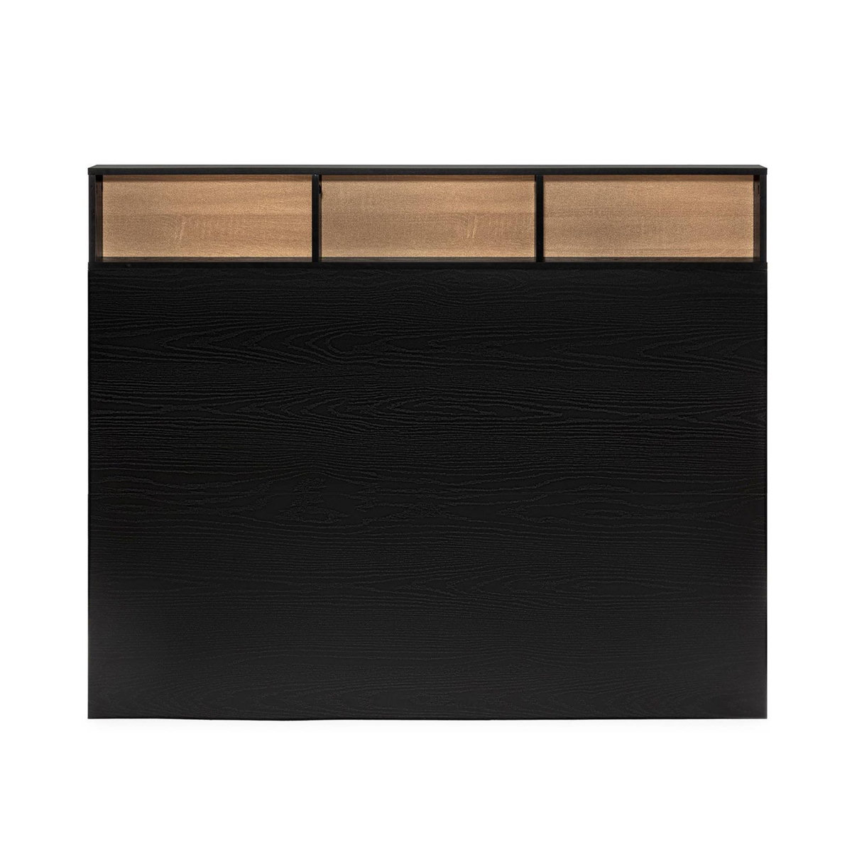 VS VENTA-STOCK Tête de lit Zeus 145 cm avec rangements noirs, 2 portes 9 trous