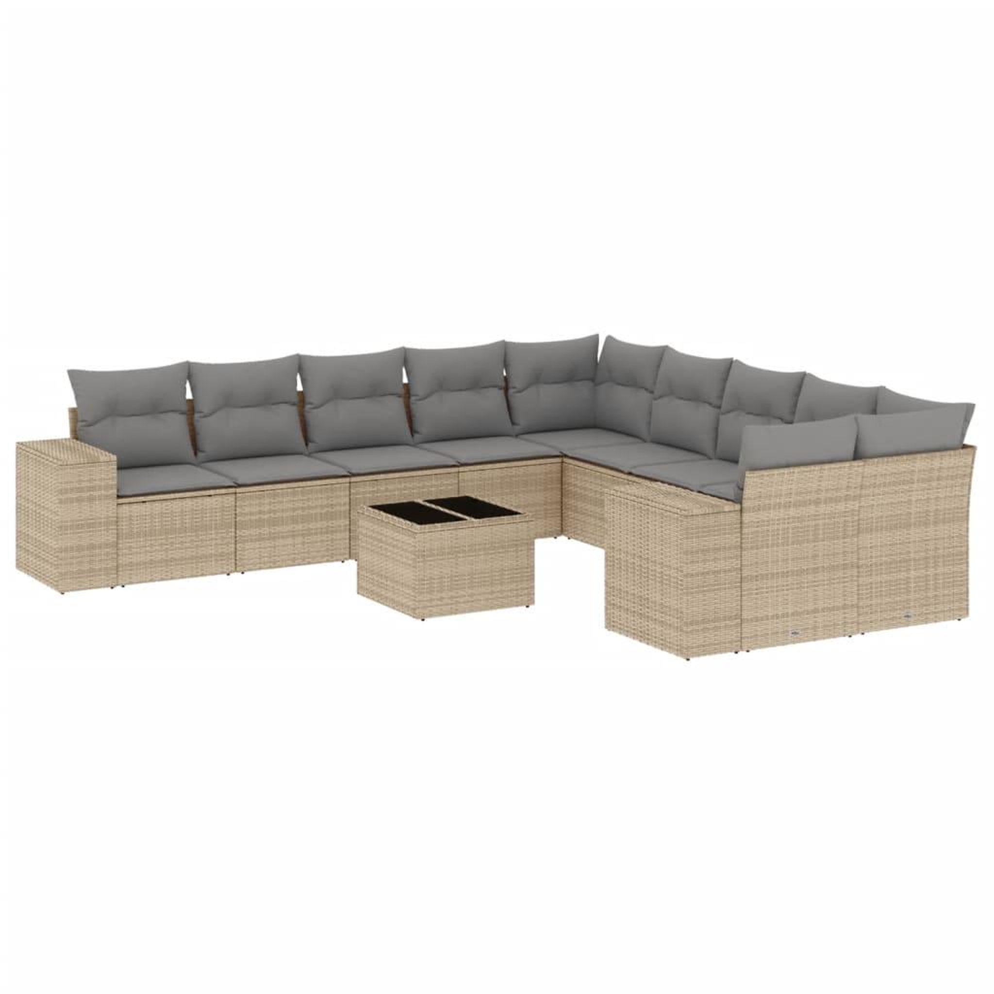Voir la diapositive 2 : VIDAXL Salon de jardin 11 pcs avec coussins beige resine tressee