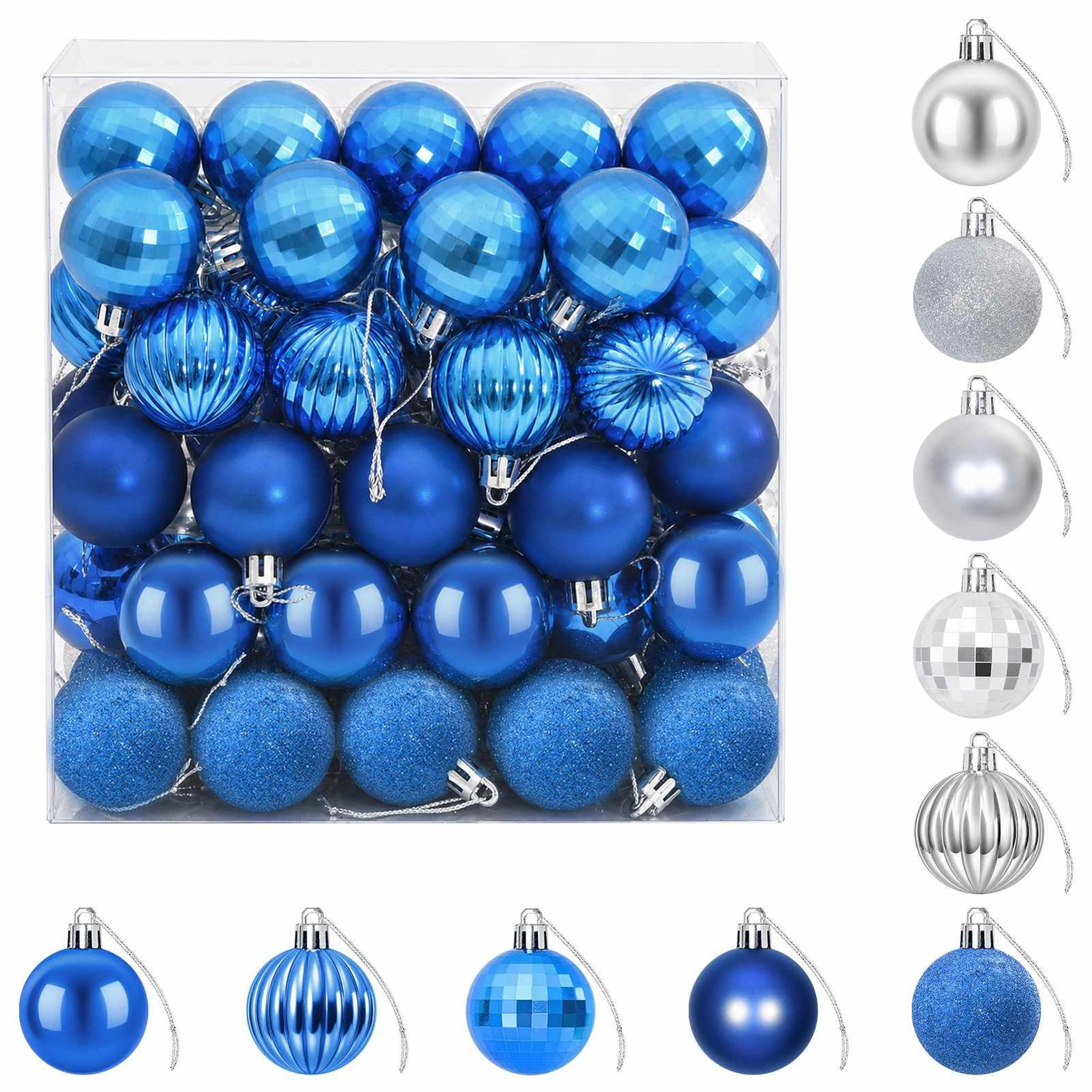 VIDAXL Ensemble de boules de Noël 100 pc Bleu et argente 4 cm