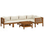 Voir la diapositive 2 : VIDAXL Salon de jardin 6 pcs avec coussin creme Bois d'acacia solide