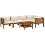 Voir la diapositive 2 : VIDAXL Salon de jardin 6 pcs avec coussin creme Bois d'acacia solide