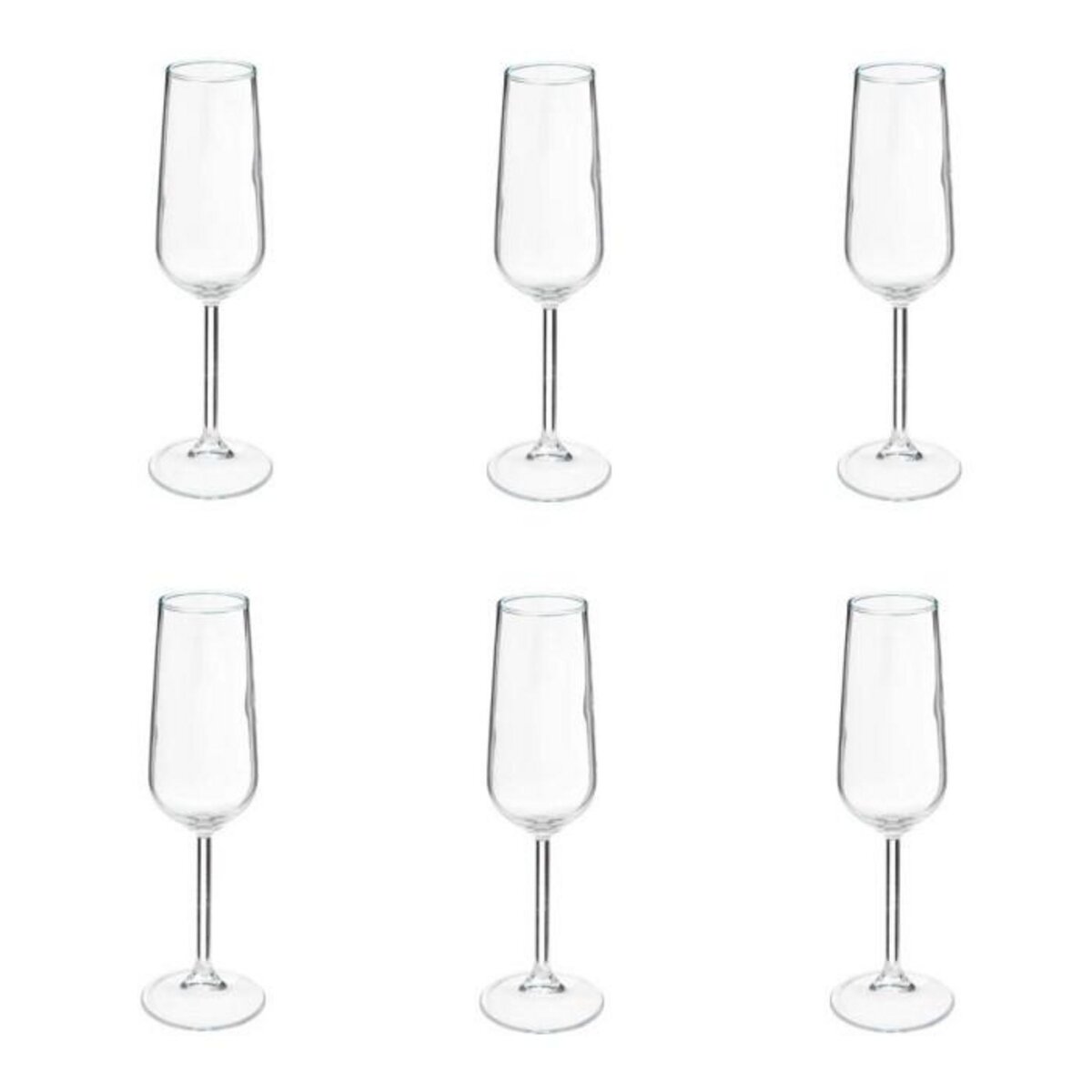 SECRET DE GOURMET Lot de 6 Flûtes à Champagne  Nora  22cl Transparent
