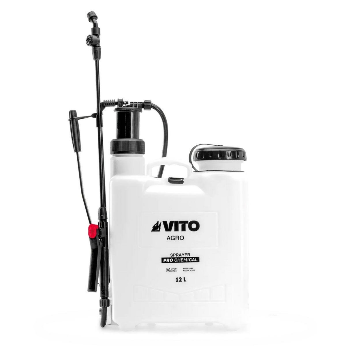 VITO Pulvérisateur de Jardin 12L Produits Corrosifs, Alcalins Régulateur de pression - 4 Buses VITO