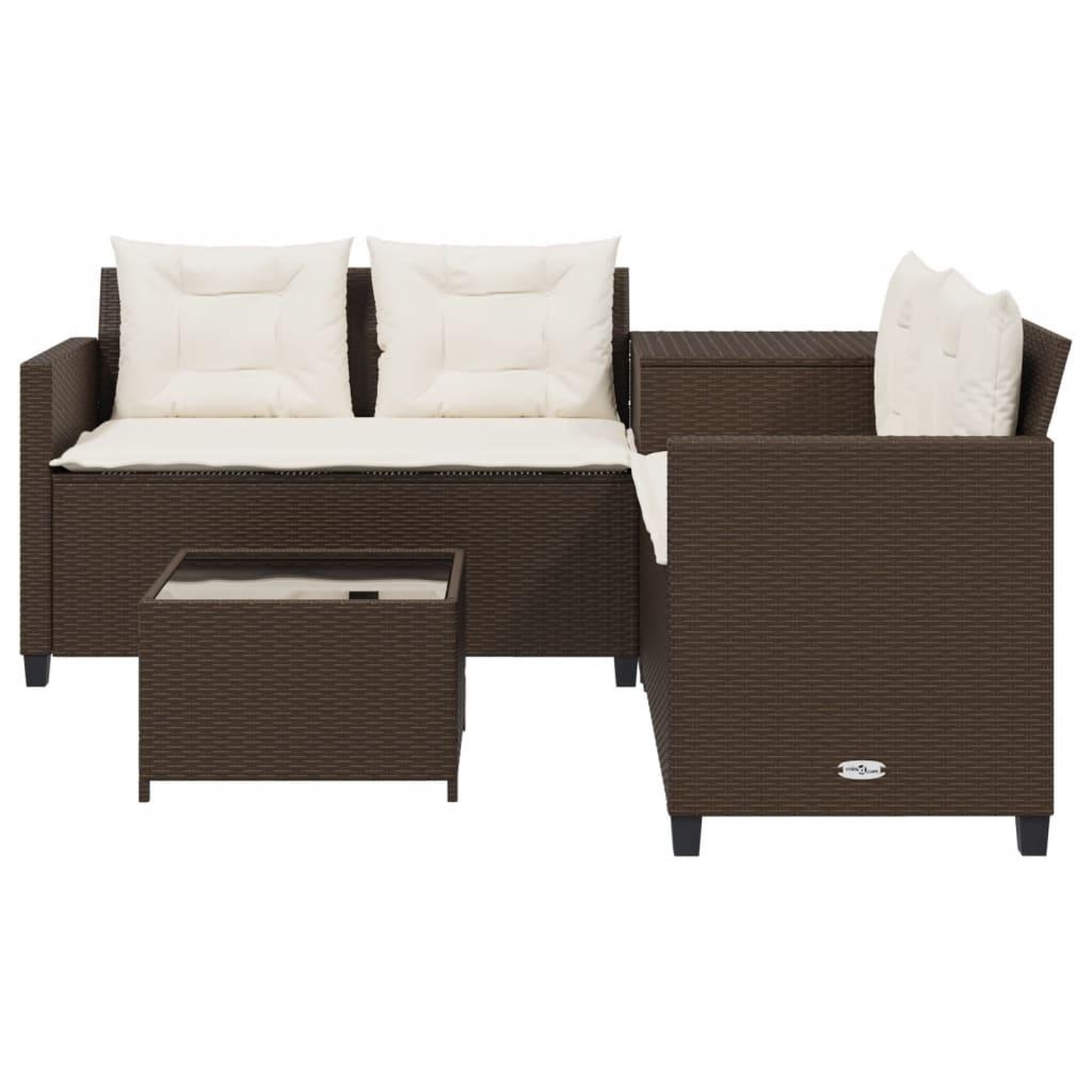 Voir la diapositive 4 : VIDAXL Canape de jardin avec table et coussins en forme de L marron