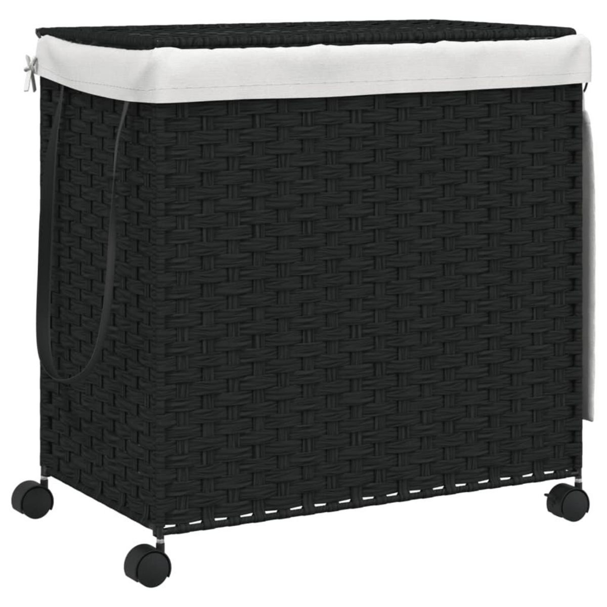 VIDAXL Panier a linge avec roulettes noir 60x35x60,5 cm resine tressee