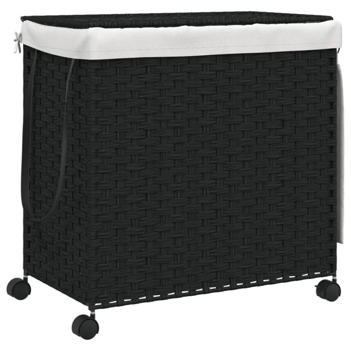 VIDAXL Panier a linge avec roulettes noir 60x35x60,5 cm resine tressee