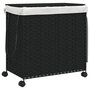 Voir la diapositive 2 : VIDAXL Panier a linge avec roulettes noir 60x35x60,5 cm resine tressee