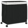 Voir la diapositive 2 : VIDAXL Panier a linge avec roulettes noir 60x35x60,5 cm resine tressee