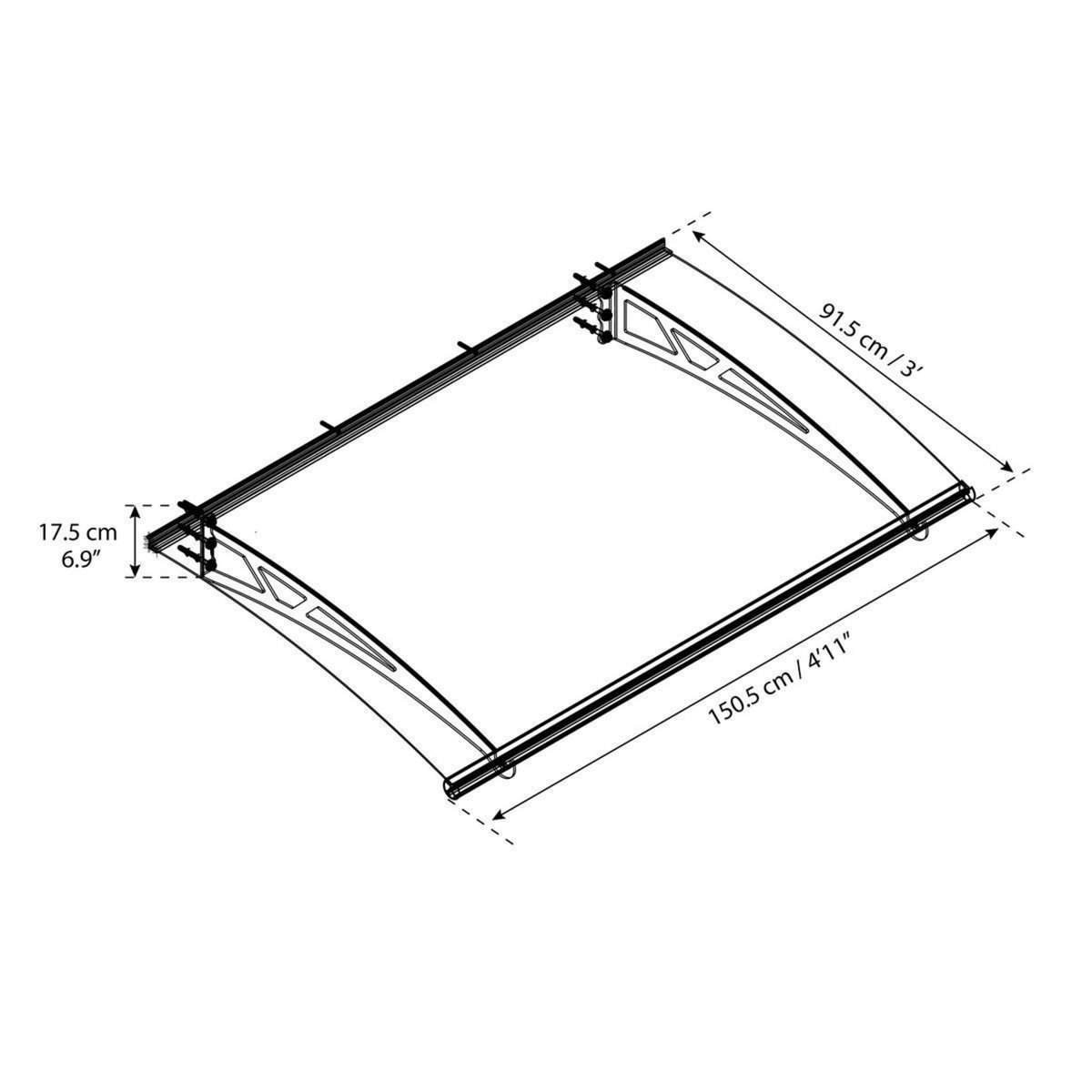 Canopia by PALRAM Marquise - Anthracite - 91-5x150x-5cm - CANOPY ALTAIR 1500