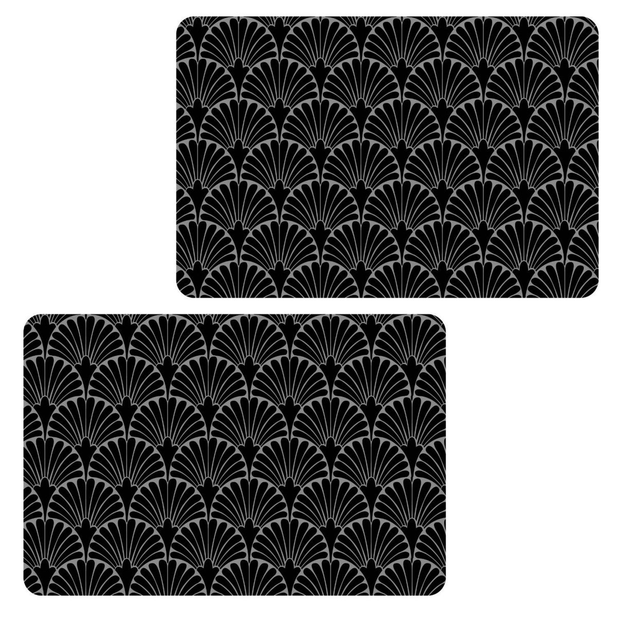HABITABLE Lot de 2 sets de table avec encre métallique ROYA - 30 x 45 cm - Argent et noir