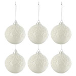 Paris Prix Lot de 6 Boules de Noël  Givre Brillant  8cm Blanc