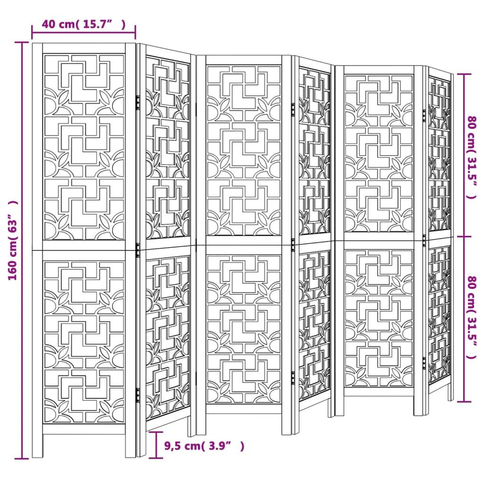 Voir la diapositive 6 : VIDAXL Cloison de separation 6 panneaux marron bois paulownia massif