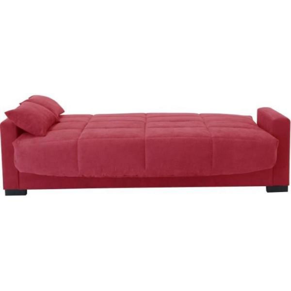 MARKET24 Clic clac 3 places MEGAN 14 - Tissu Soro rouge - Avec accoudoirs - Couchage 130x190 cm - L223 x P96 x H103 cm