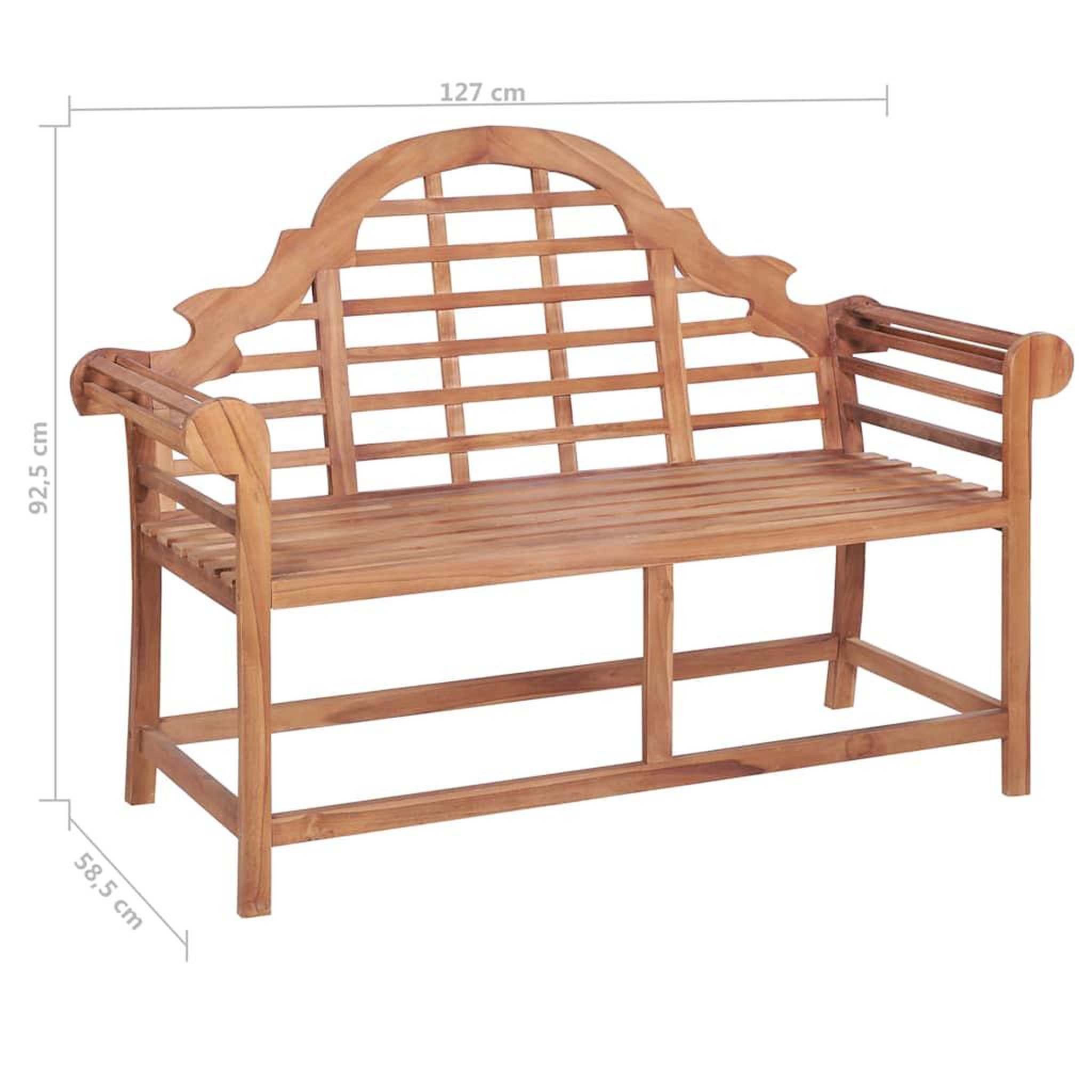 Voir la diapositive 3 : VIDAXL Banc de jardin 127x58,5x92,5 cm Bois massif de teck
