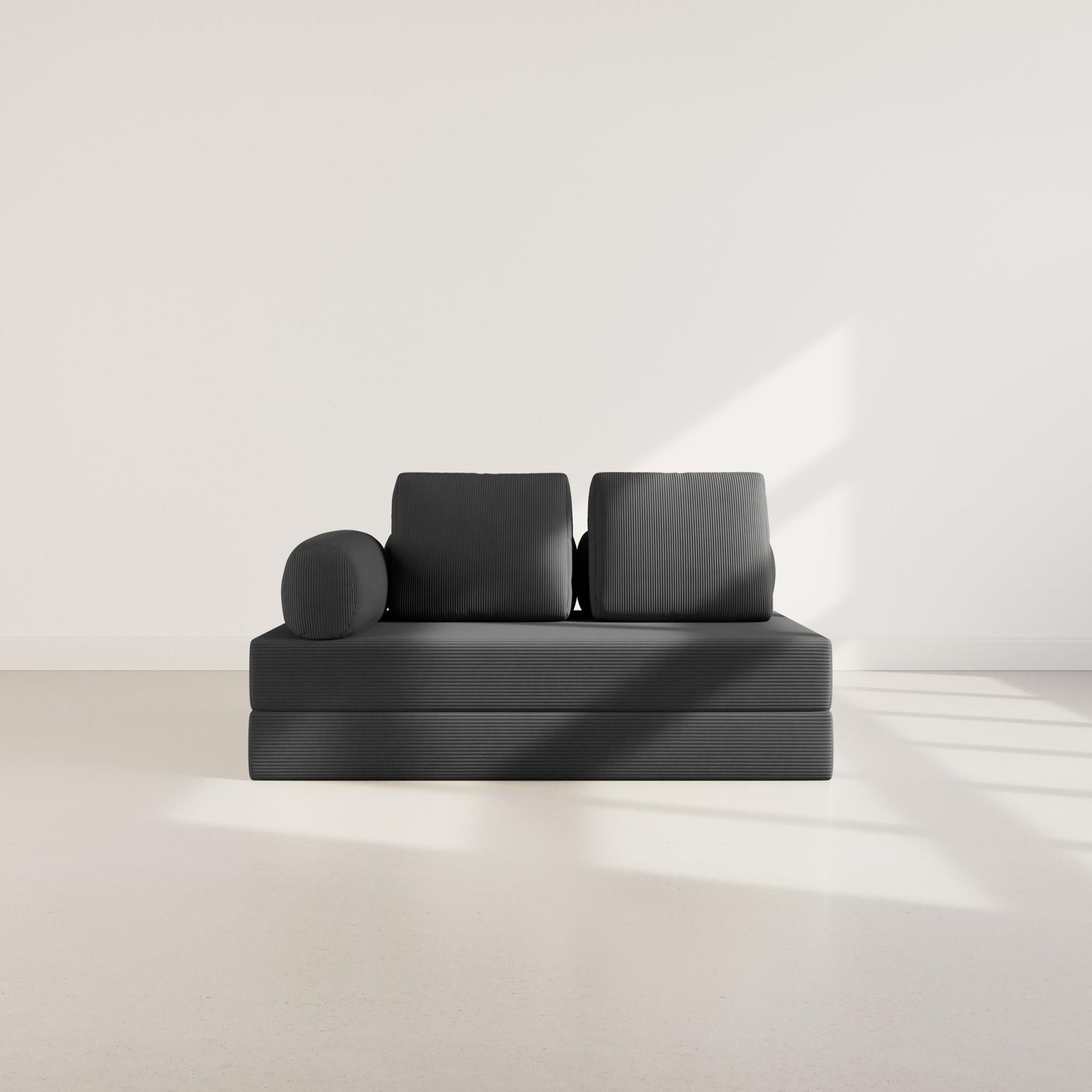 Voir la diapositive 2 : LISA DESIGN Lonny - canapé 3 places convertible en velours côtelé
