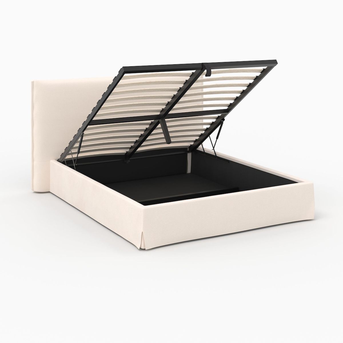 Rendez vous déco Lit coffre 160x200 cm en tissu blanc déhoussable-Safia