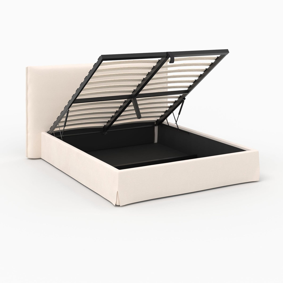 Rendez vous déco Lit coffre 160x200 cm en tissu blanc déhoussable-Safia